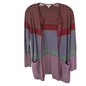 TALBOTS PETITE Stripe Open Front Cardigan Sz P